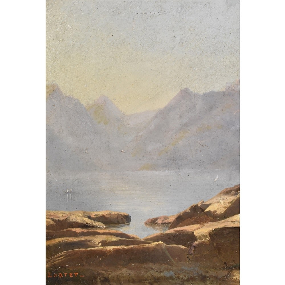 a1QP405 antique landscape painting mountain landscape painting XIX century.jpg